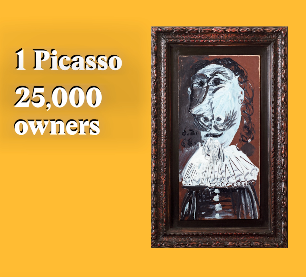 A cover image for a Nouvo video about the first Picasso painting bought collectively online.
