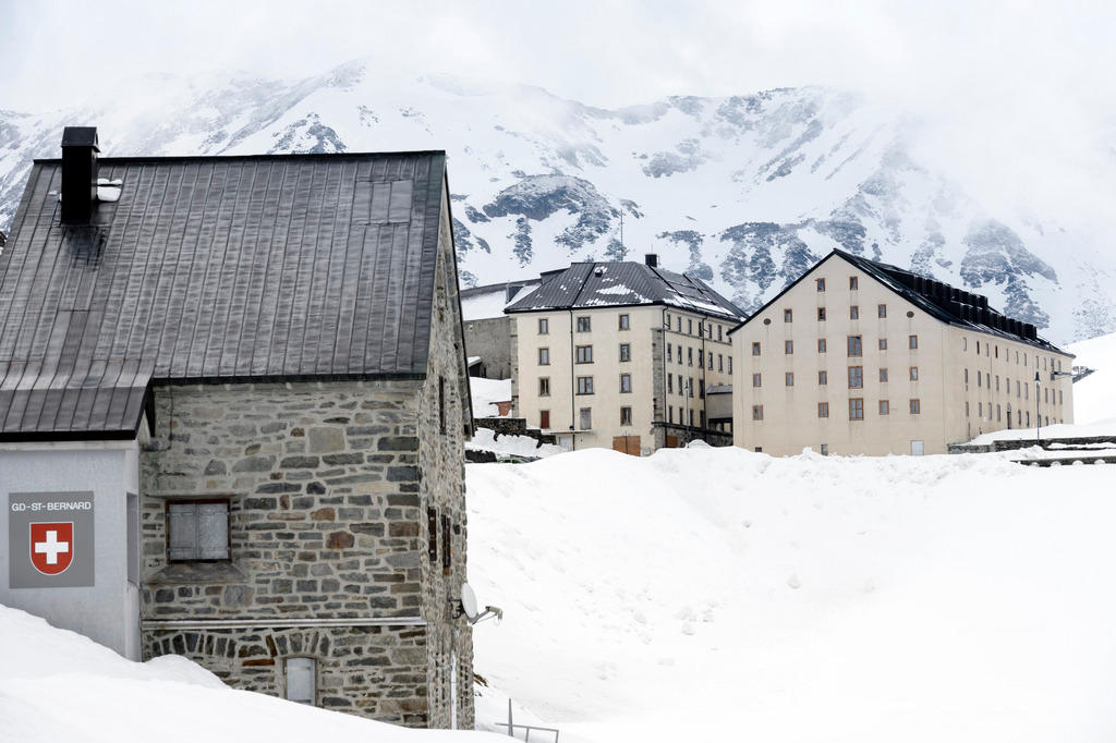 St Bernard Hospice in the snow