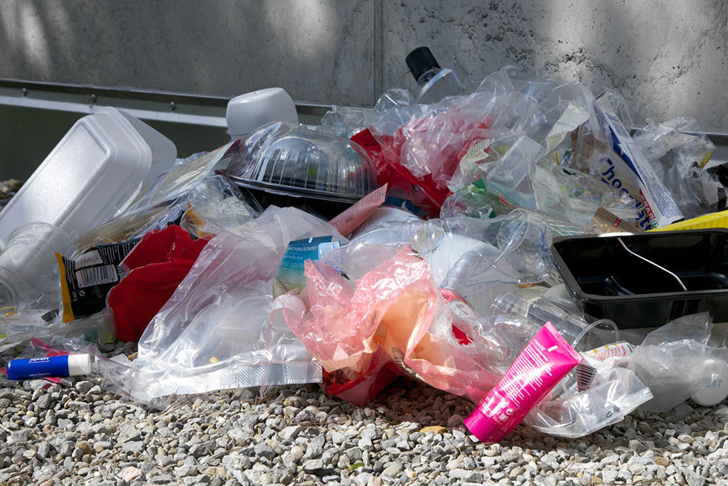 plastic rubbish of different shapes and colours