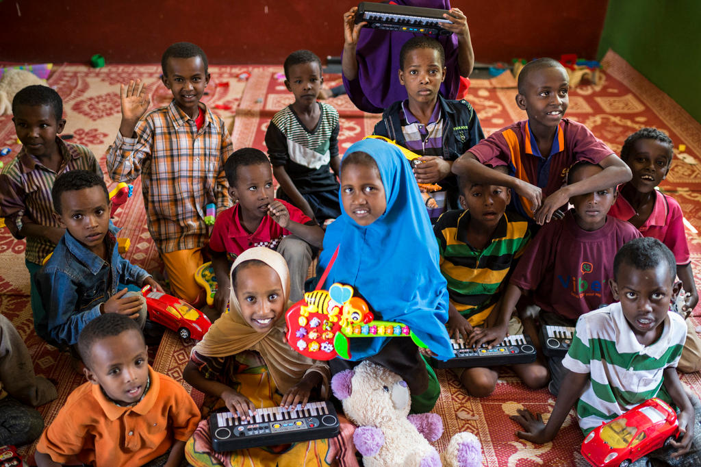 A group of Ethiopian refugee children