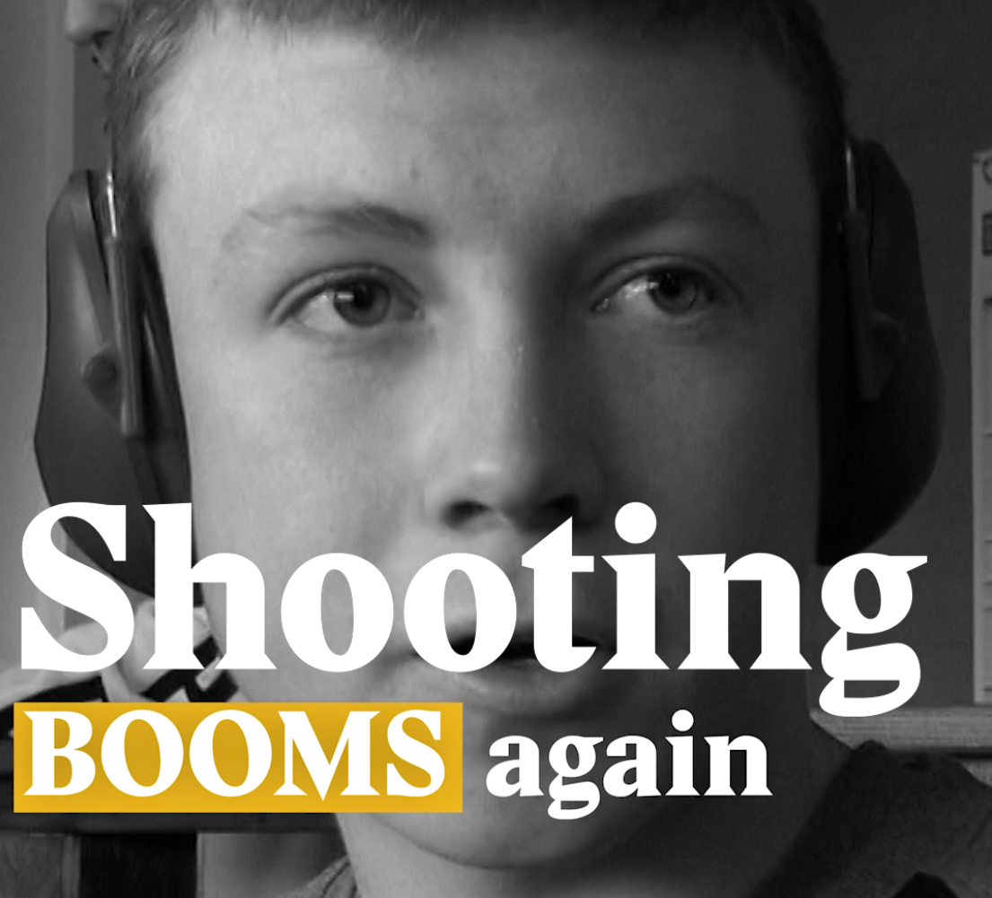 A cover image for a Nouvo video about shooting becoming a more popular sport among Swiss teens.