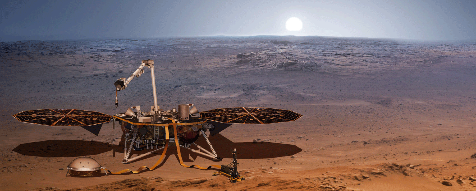Mars InSight auf der Marsoberfläche (Fotomontage)
