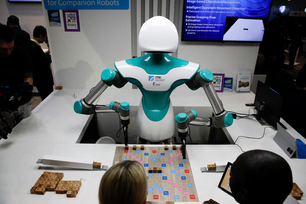 robot playing scrabble
