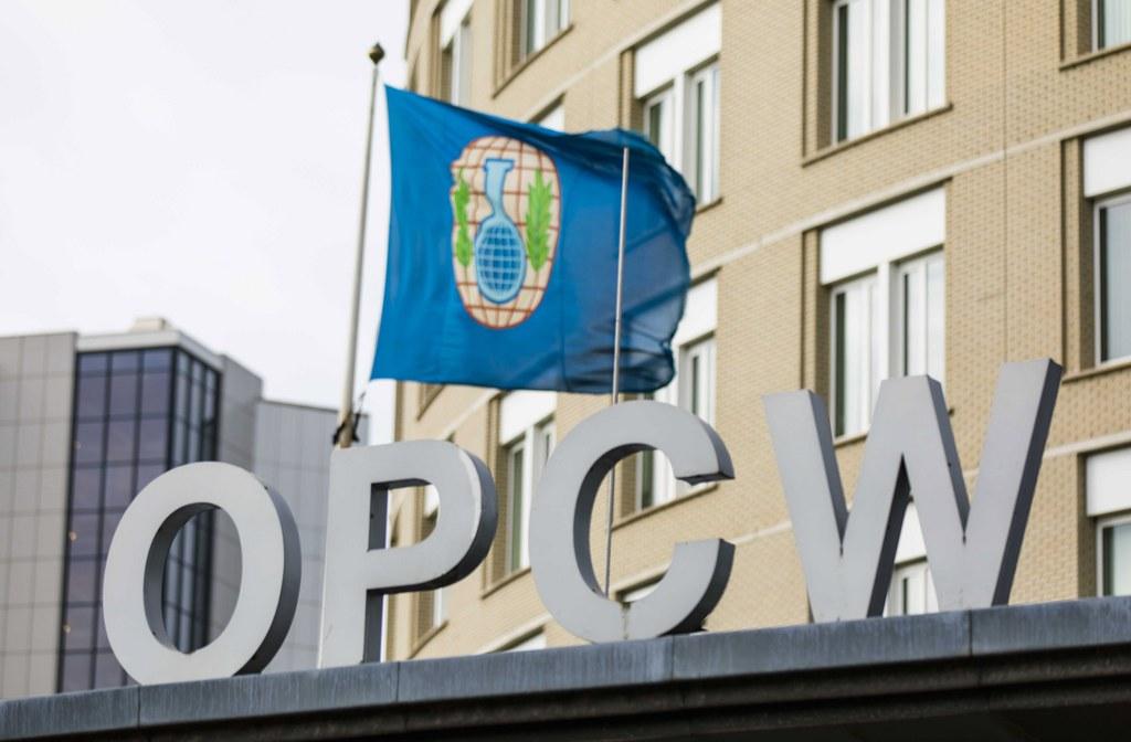 An exterior view on the headquarters of the Organisation for the Prohibition of Chemical Weapons (OPCW) in The Hague