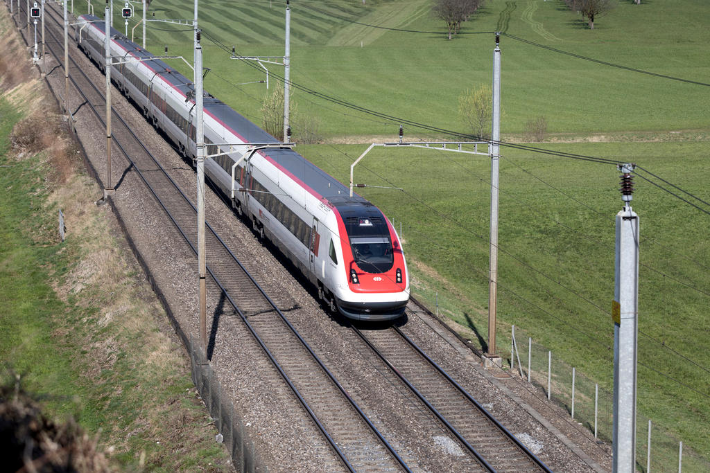Intercity passenger train by the Swiss Federal Railways en route between Goldau and Bellinzona