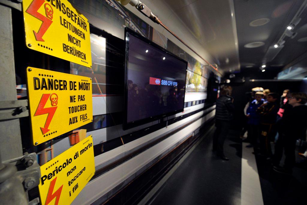 Warning signs on station platform