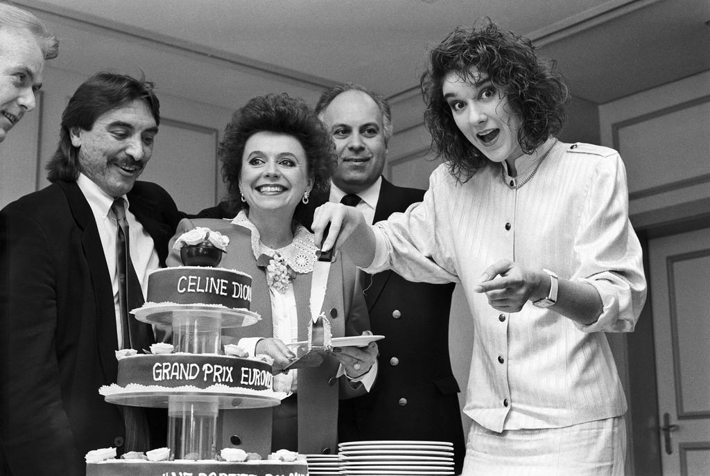 Céline Dion celebrates her Eurovision win