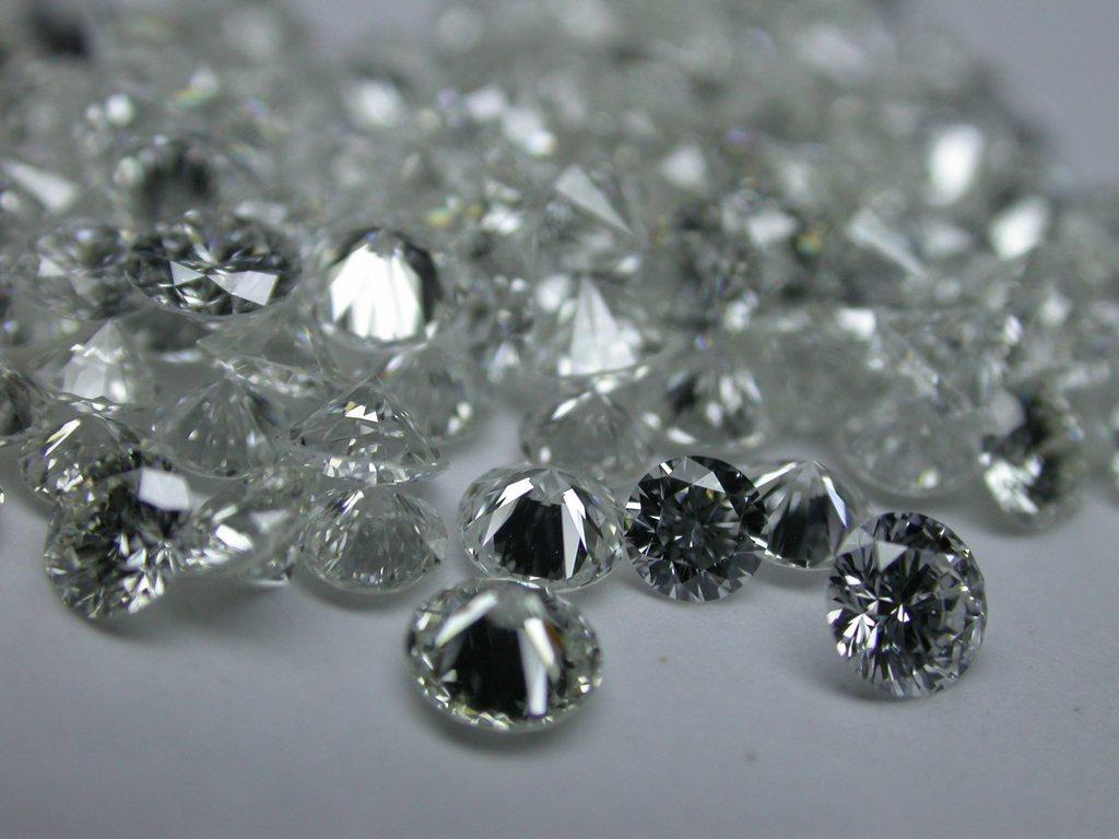 Cluster of polished diamonds at a diamonds processing factory in China.