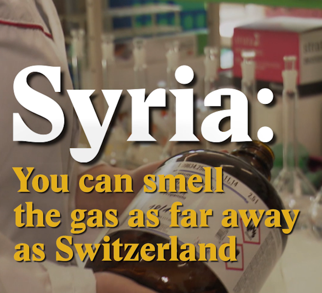 A cover image for a Nouvo video about a controversial Swiss export to Syria.