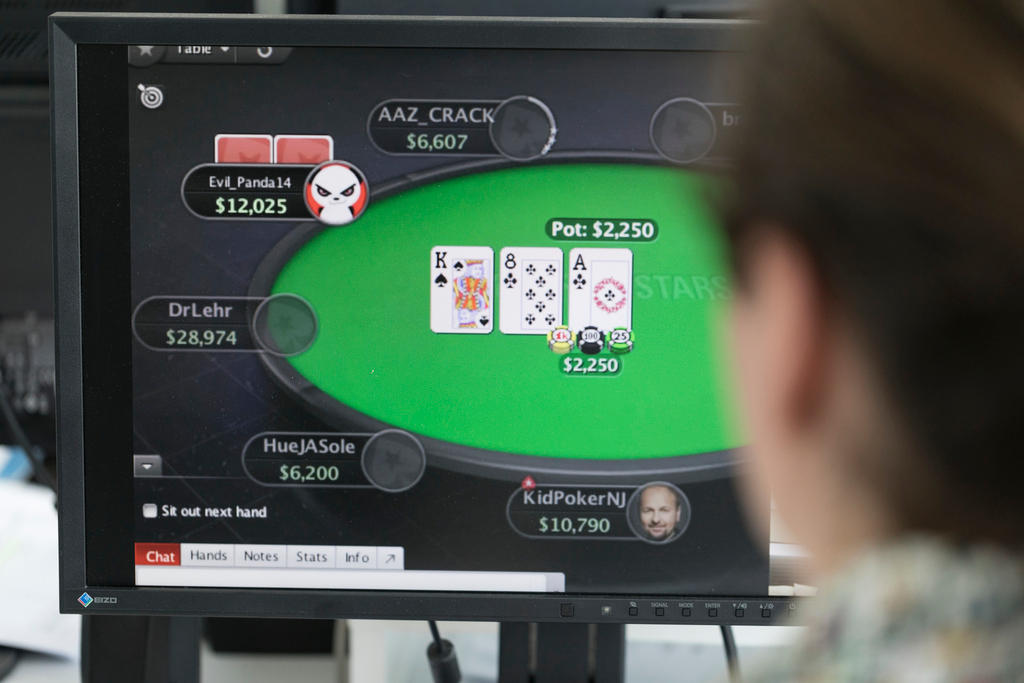 computer screen with poker game