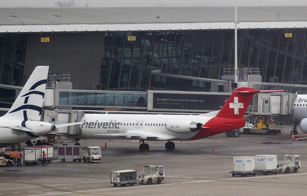 Helvetia Airplane on the tarmac of Brussels Airport