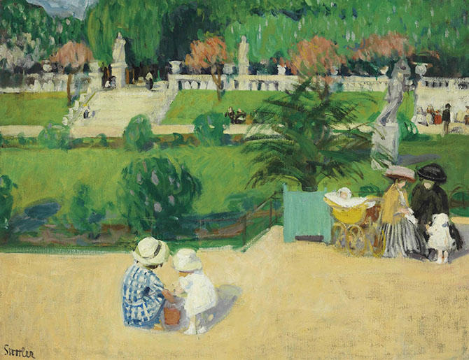 painting of children in a park