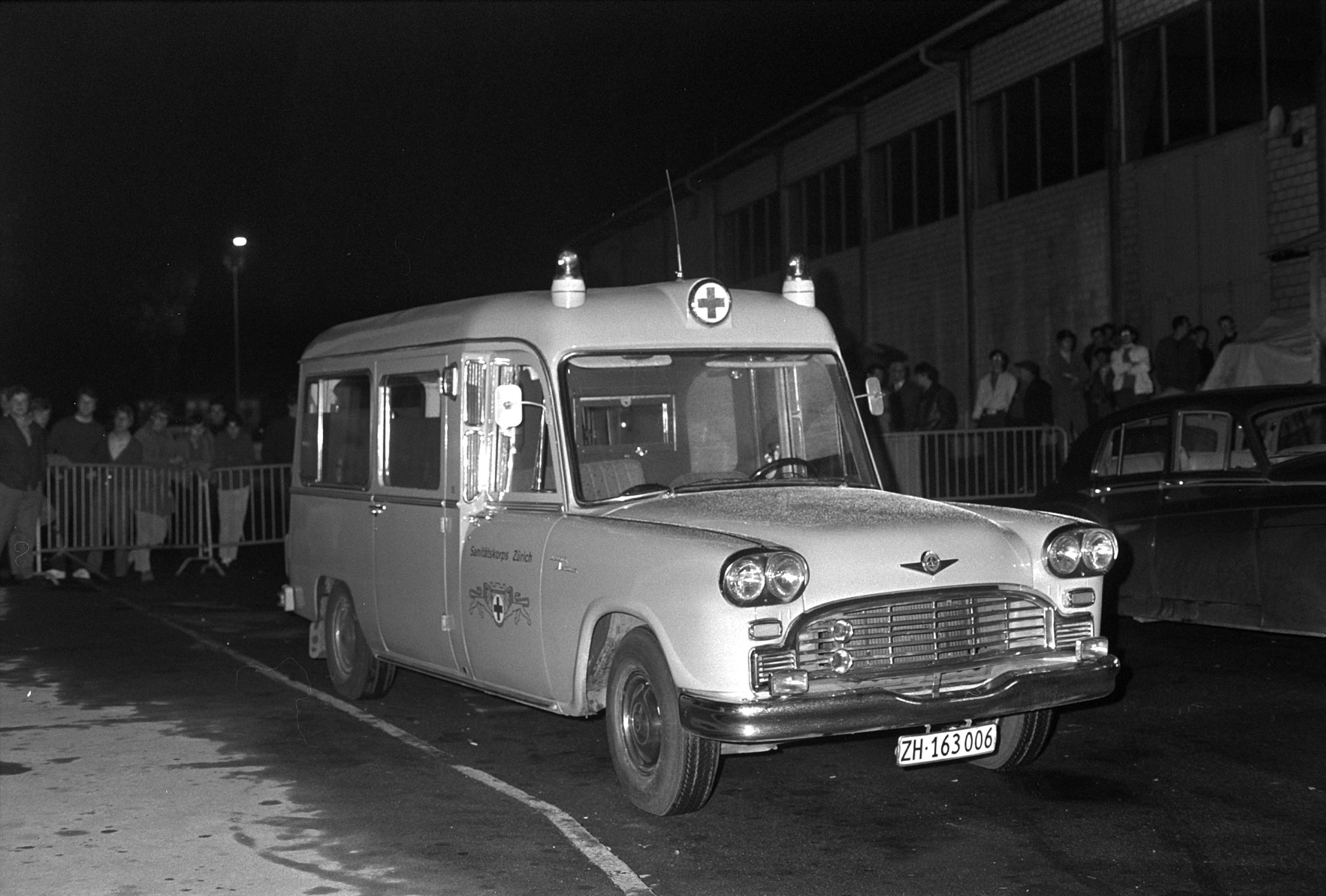 An ambulance arriving at the concert hall