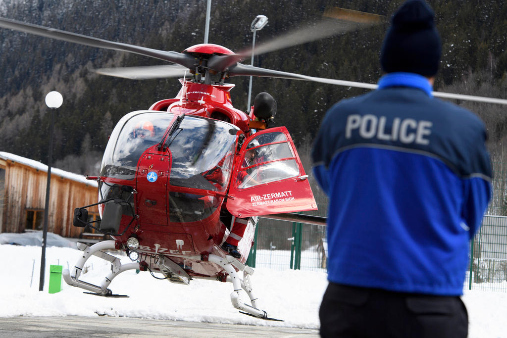 A helicopter and a policeman