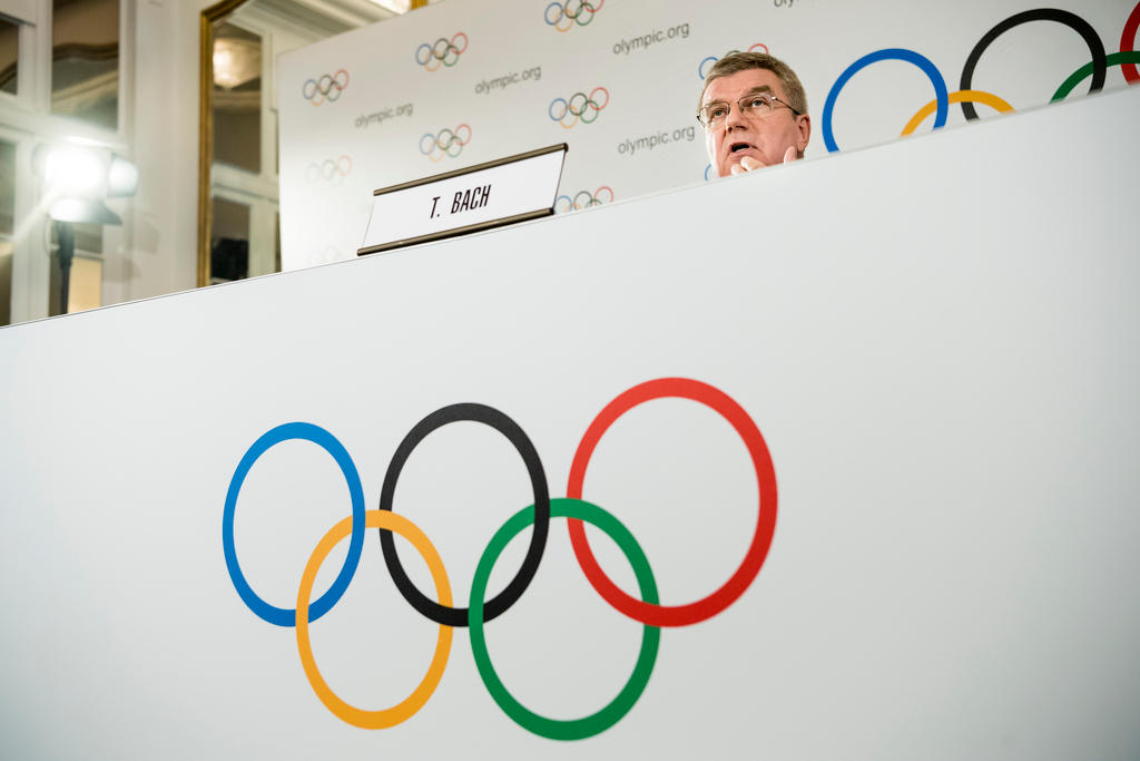 International Olympic Committee, IOC, President Thomas Bach speaks during a press conference