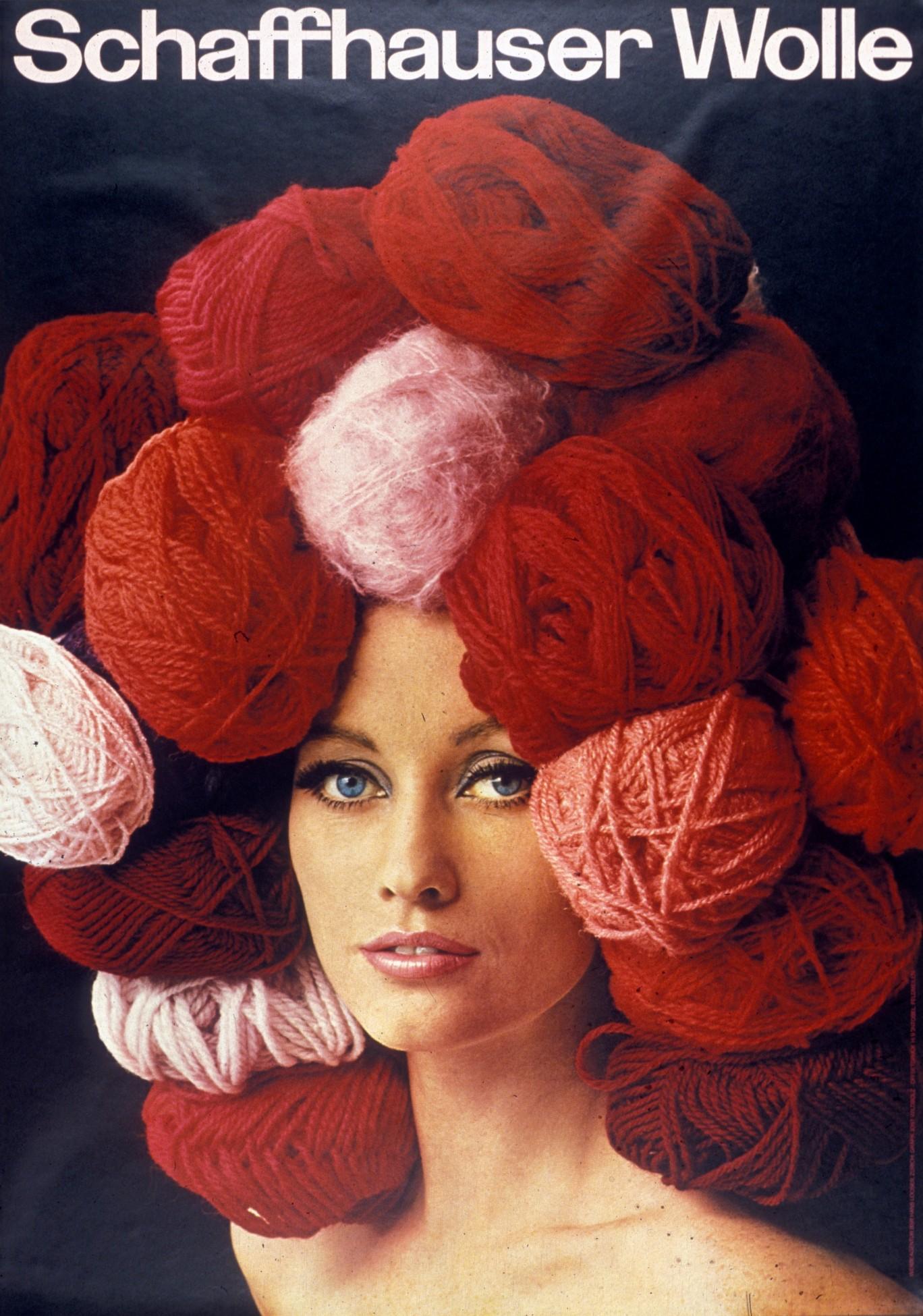 Lady with balls of wool as a headress