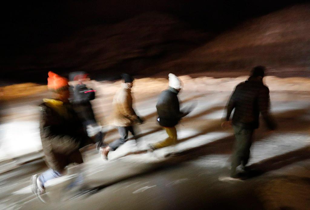 people running in snow