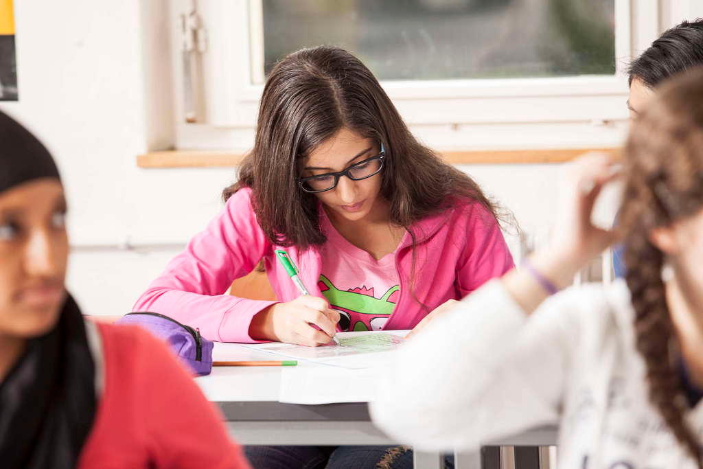 Young student stressed during exam