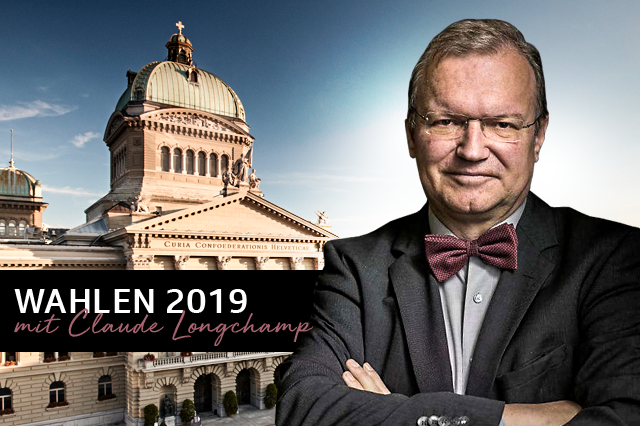 Porträt Claude Longchamp vor dem Bundeshaus