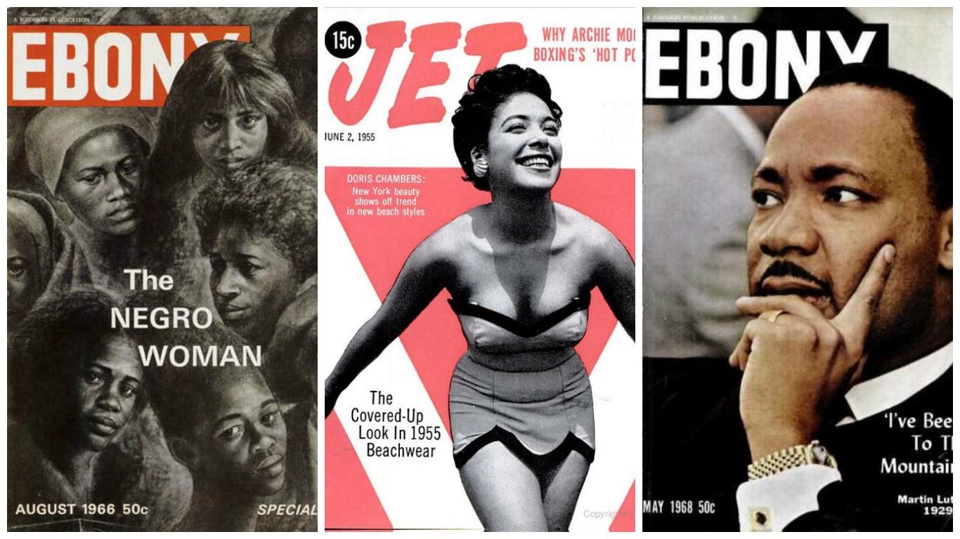 three magazine covers, two from Ebony and one from Jet