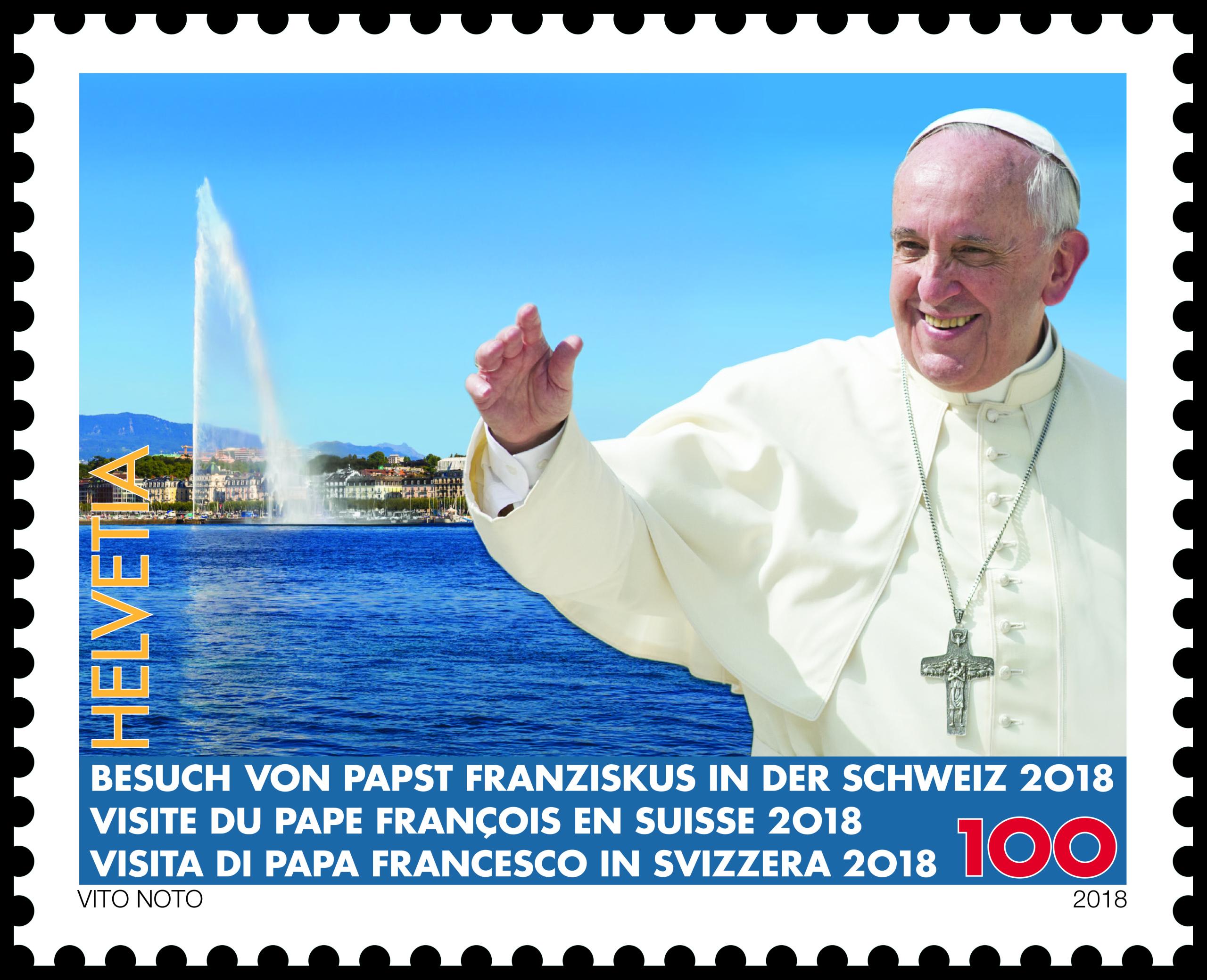 Timbre postal con la imagen del papa Francisco.