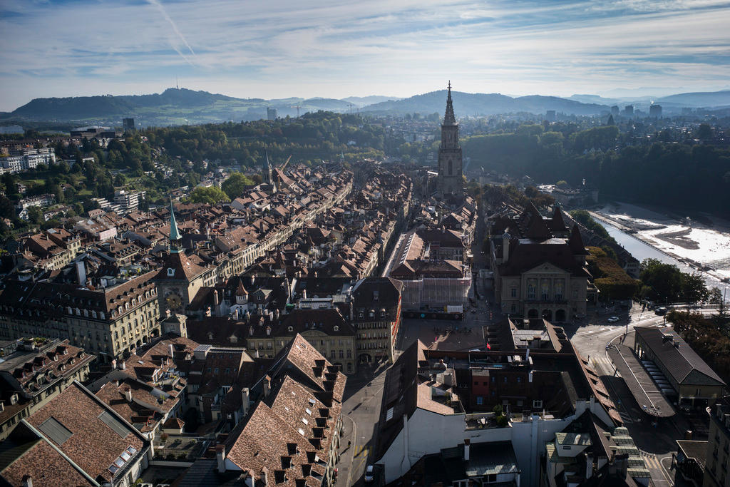 old town in bern, viewed from above