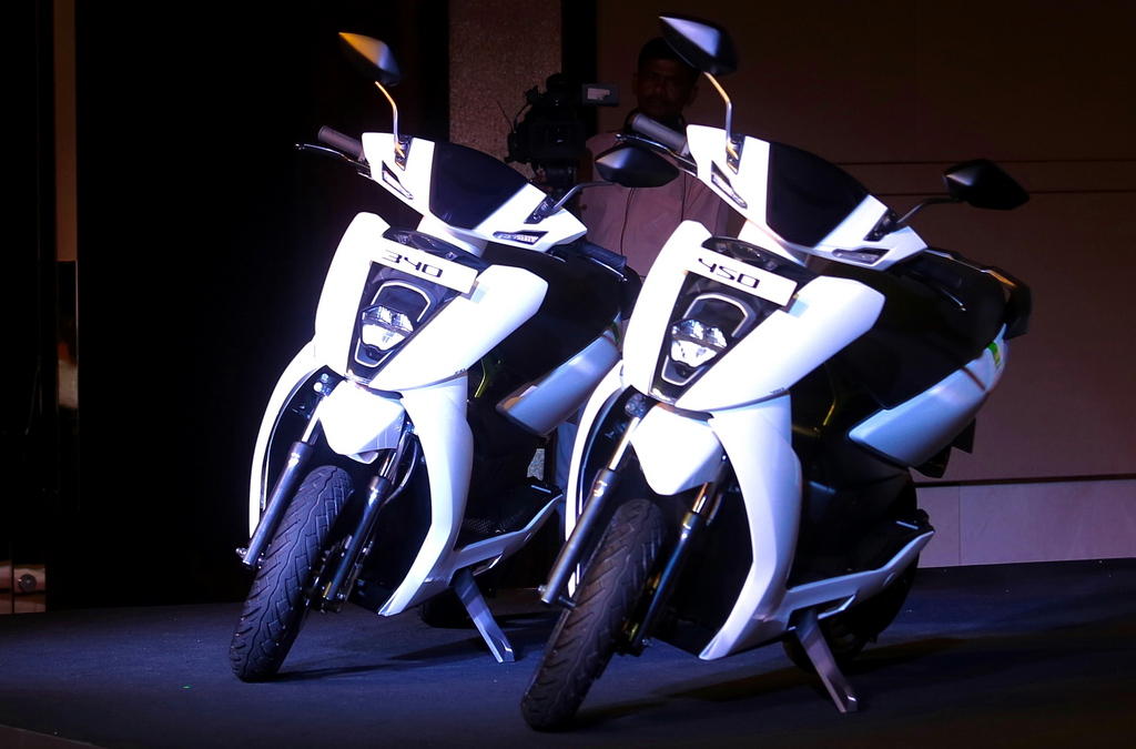 A general view of newly launched India s first intelligent two-wheel electric scooters, in Bangalore, India 05 June 2018