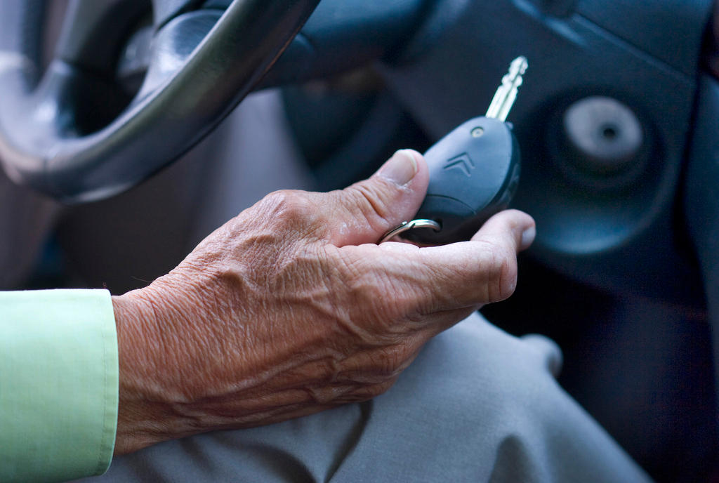 A senior preparing to drive