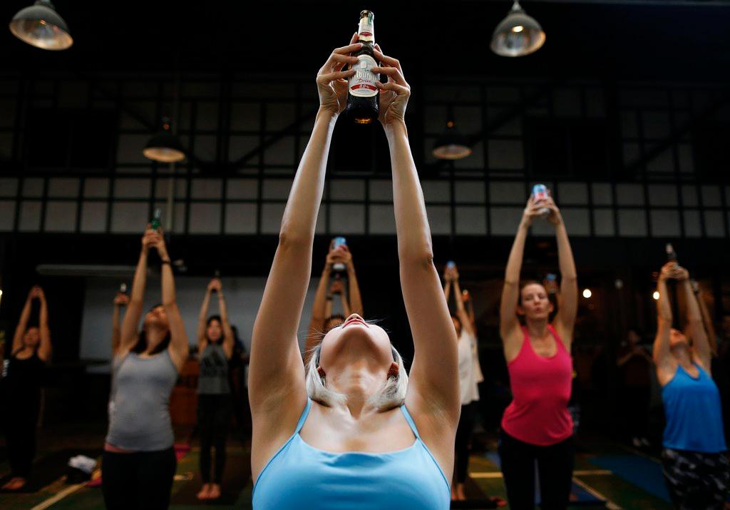 Beer yoga class