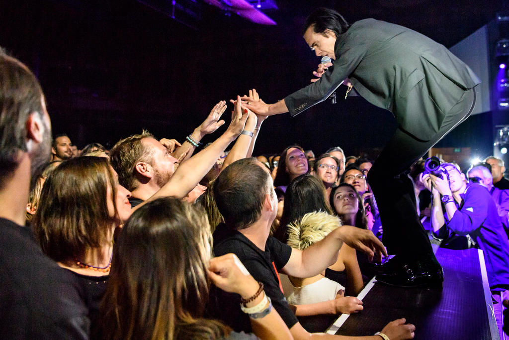 Singer Nick Cave on stage
