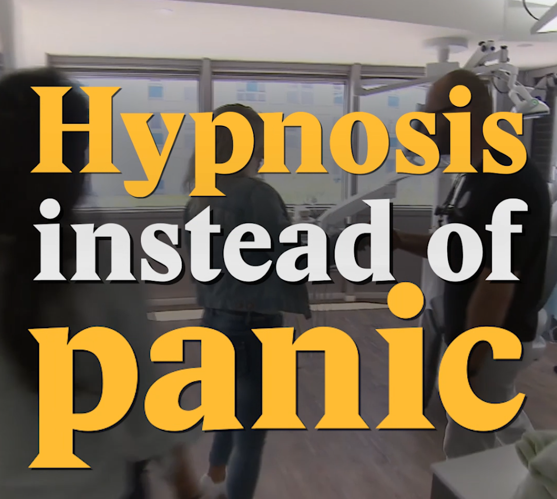 A cover image for a Nouvo video about hypnosis during medical interventions.