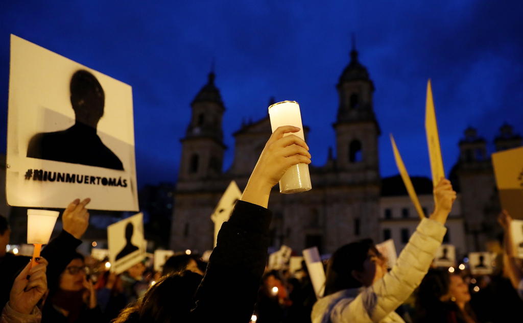 Vigil for murdered social leaders in Bogota, Colombia