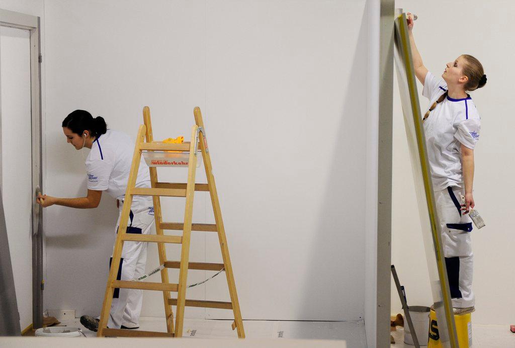 Apprentice painters show their skills at the Berufsmesse in Zurich, 2010.