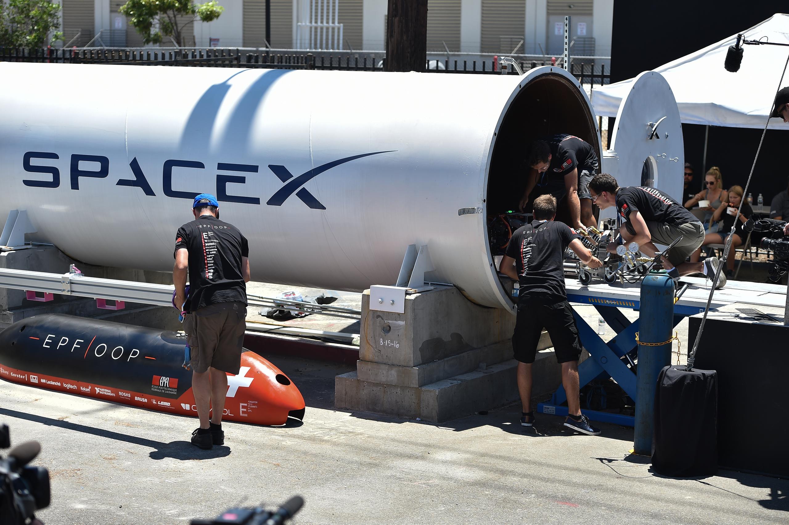 Students taking part in the Hyperloop Pod Competition