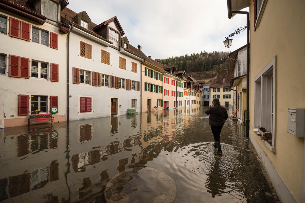 A flooded street in Switzerland