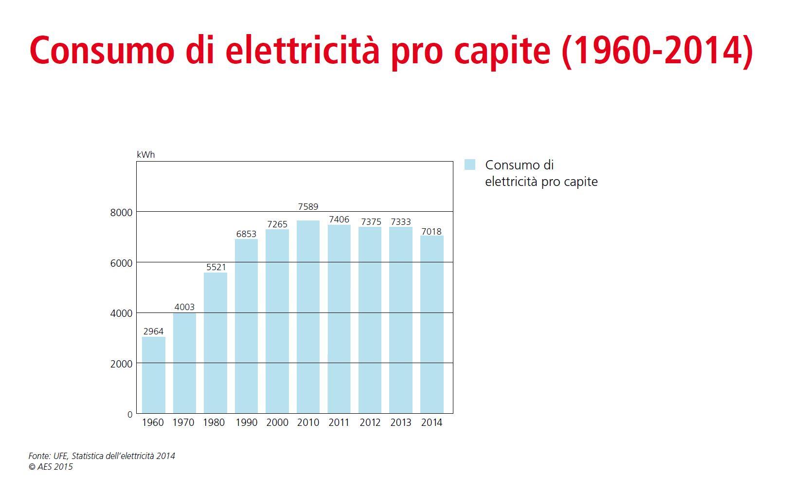 grafico che mostra l evoluzione del consumo elettrico pro capite