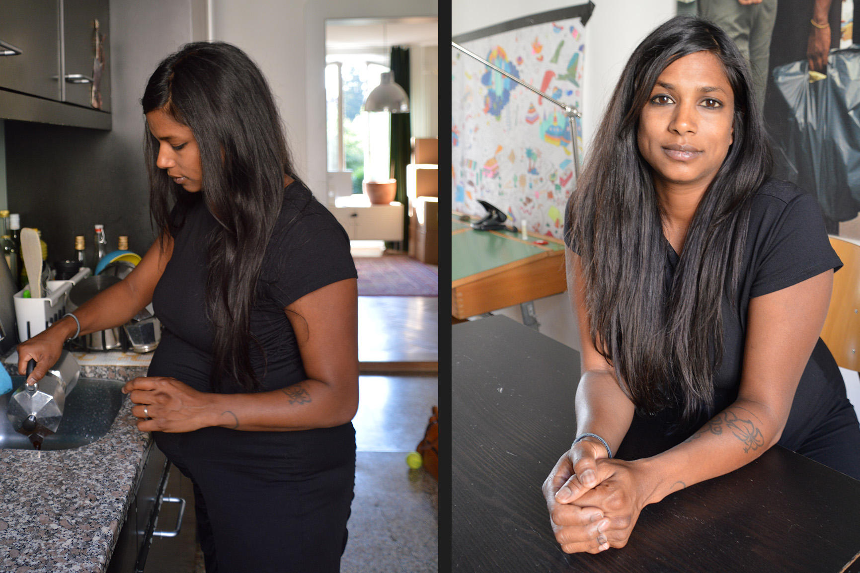 Carmela Harshani Odoni dans son appartement situé dans le quartier Schosshalde à Berne.