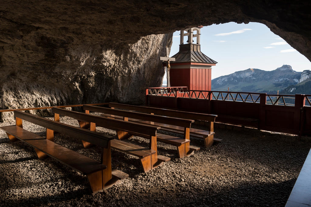 View of St. Martins chapel in the Wildkirchli caves