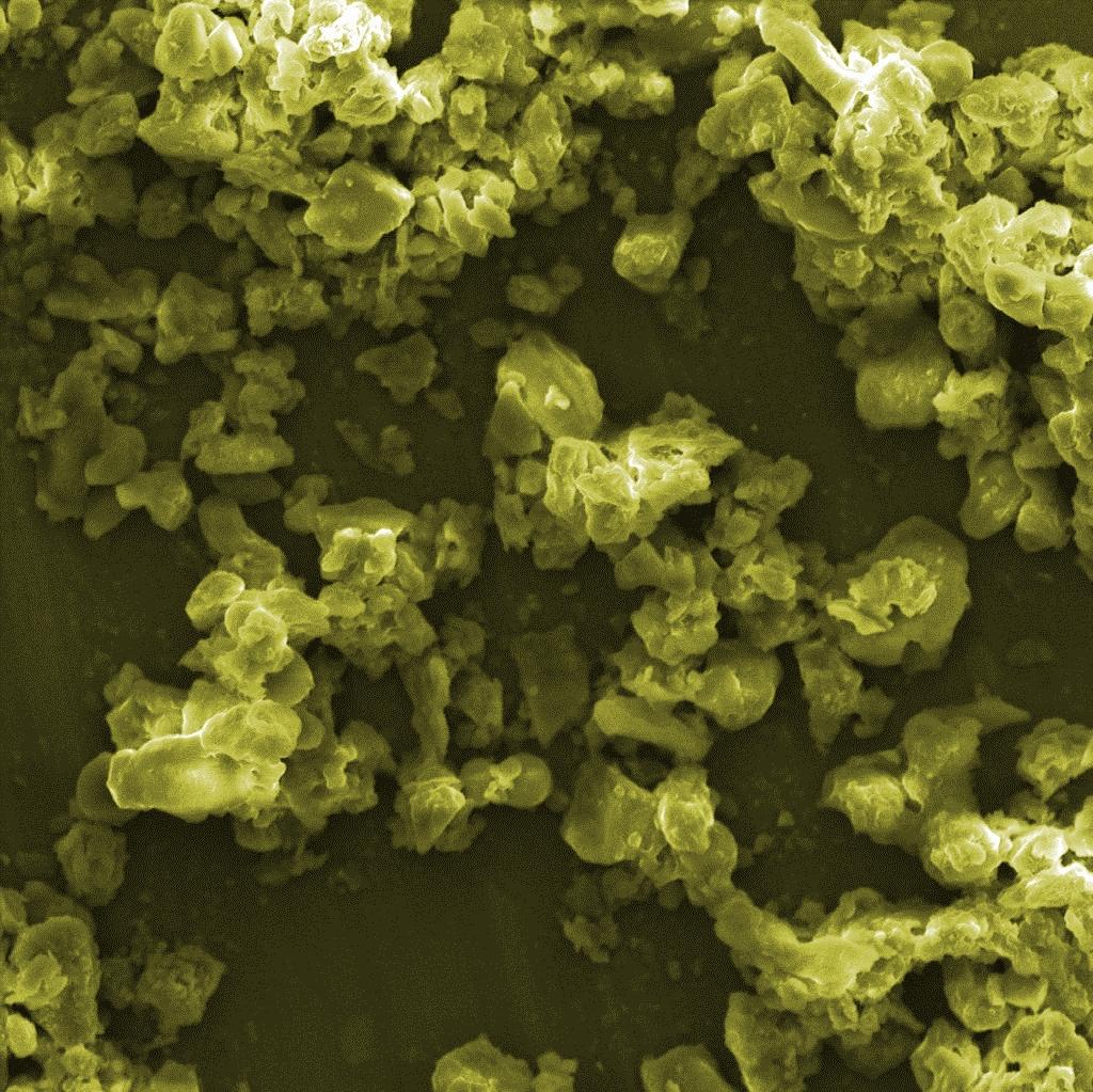 Coloured scanning electron microscope images of particulate matter in air samples from China