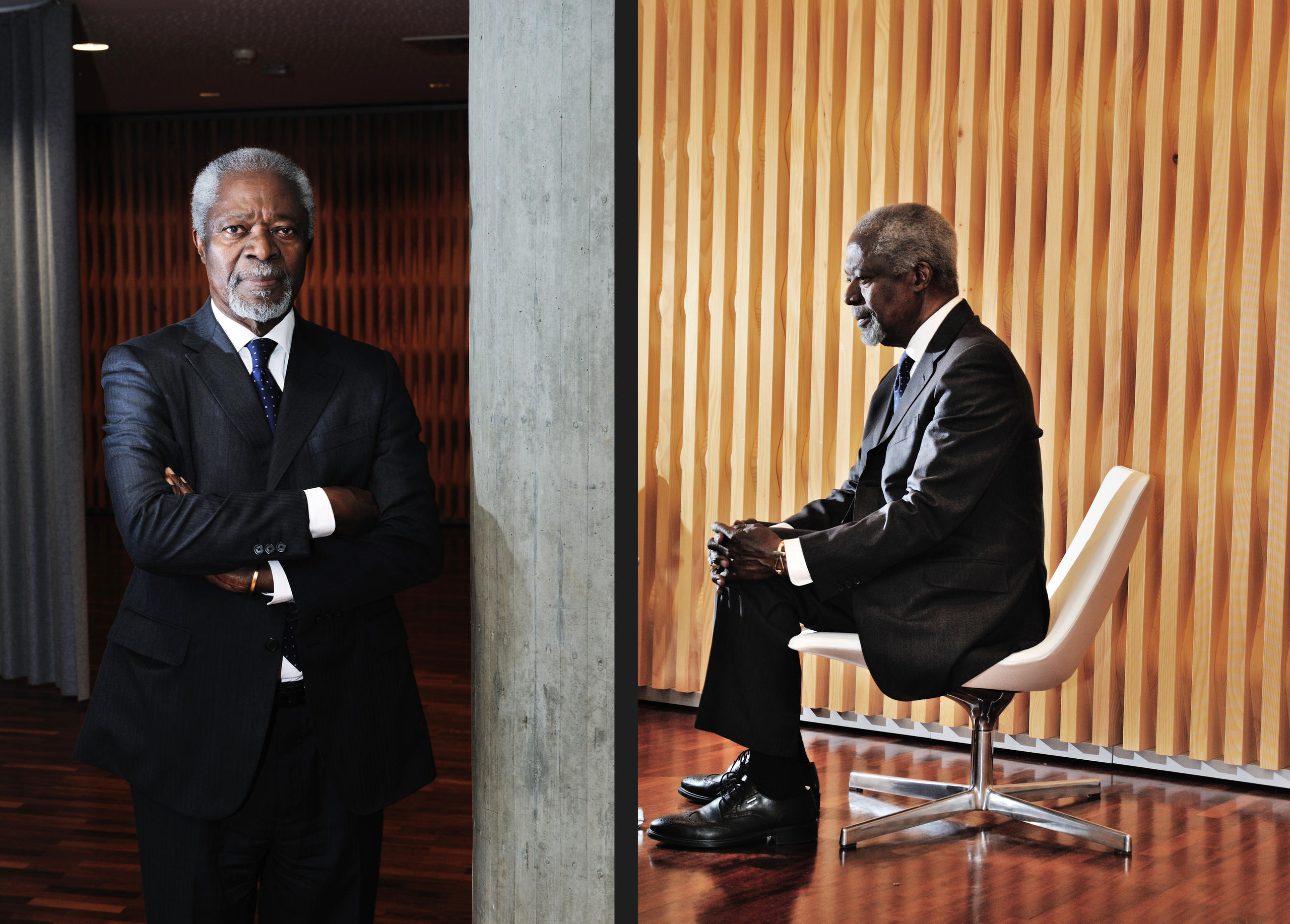 Кофи Аннан портрет в фас и в профиль