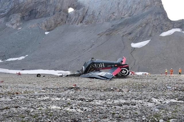 Wreckage from the crash on a remote mountain site