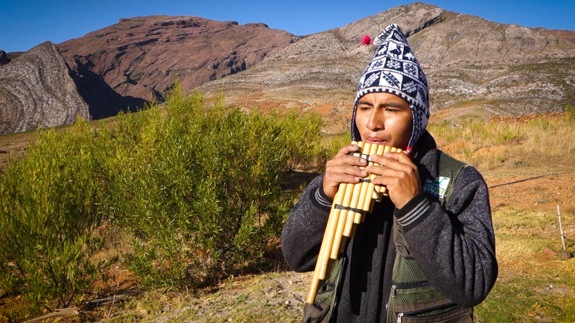 Pan flute player