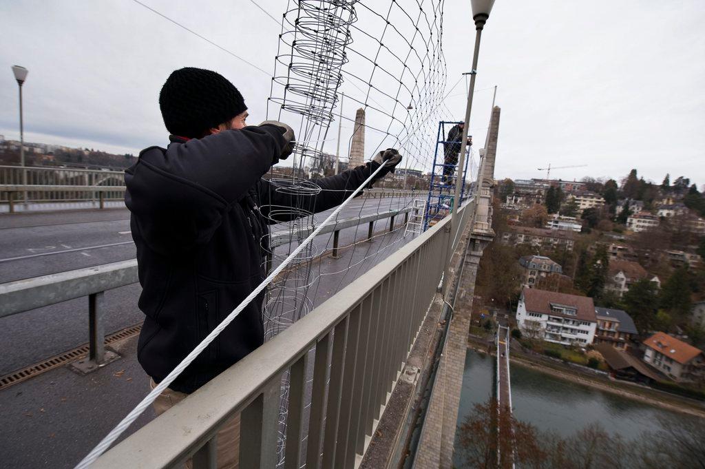 Repair work underway on a bridge in Bern