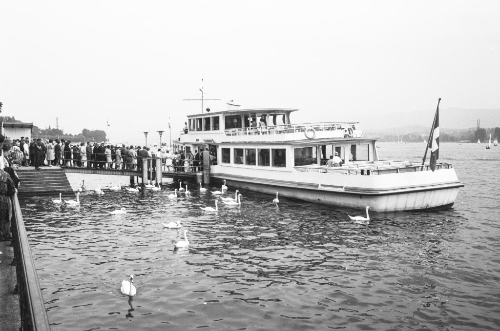 Passengers boarding a ship.