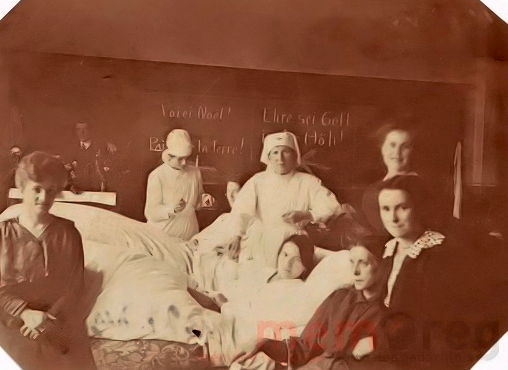 Nurse treating patient with flu