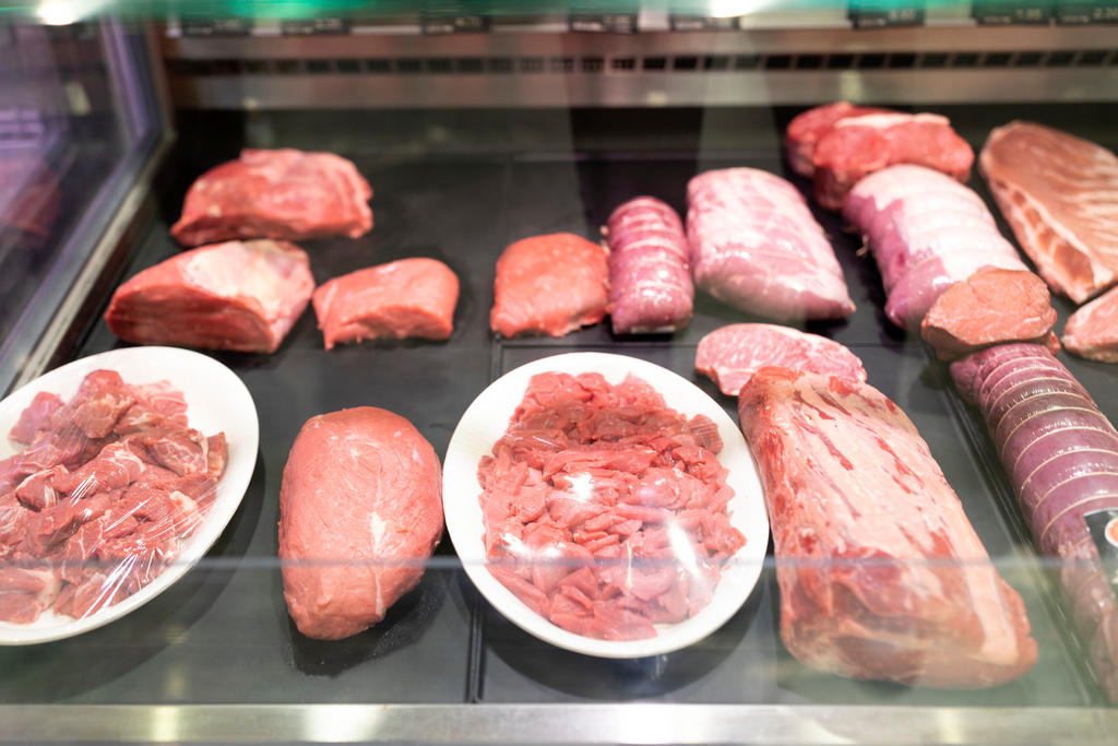 Meat counter at supermarket