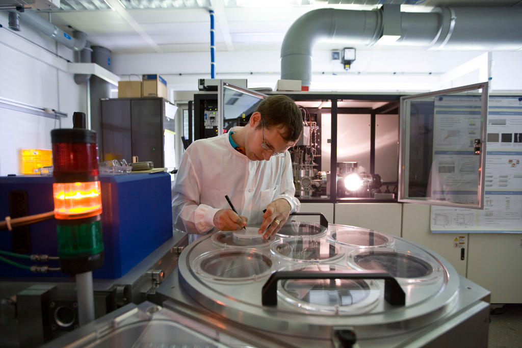 Researcher working in an IBM lab