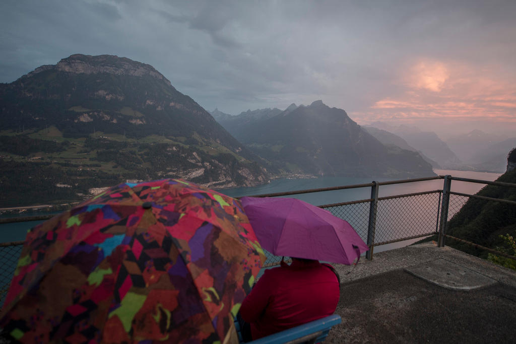 umbrellas at lake