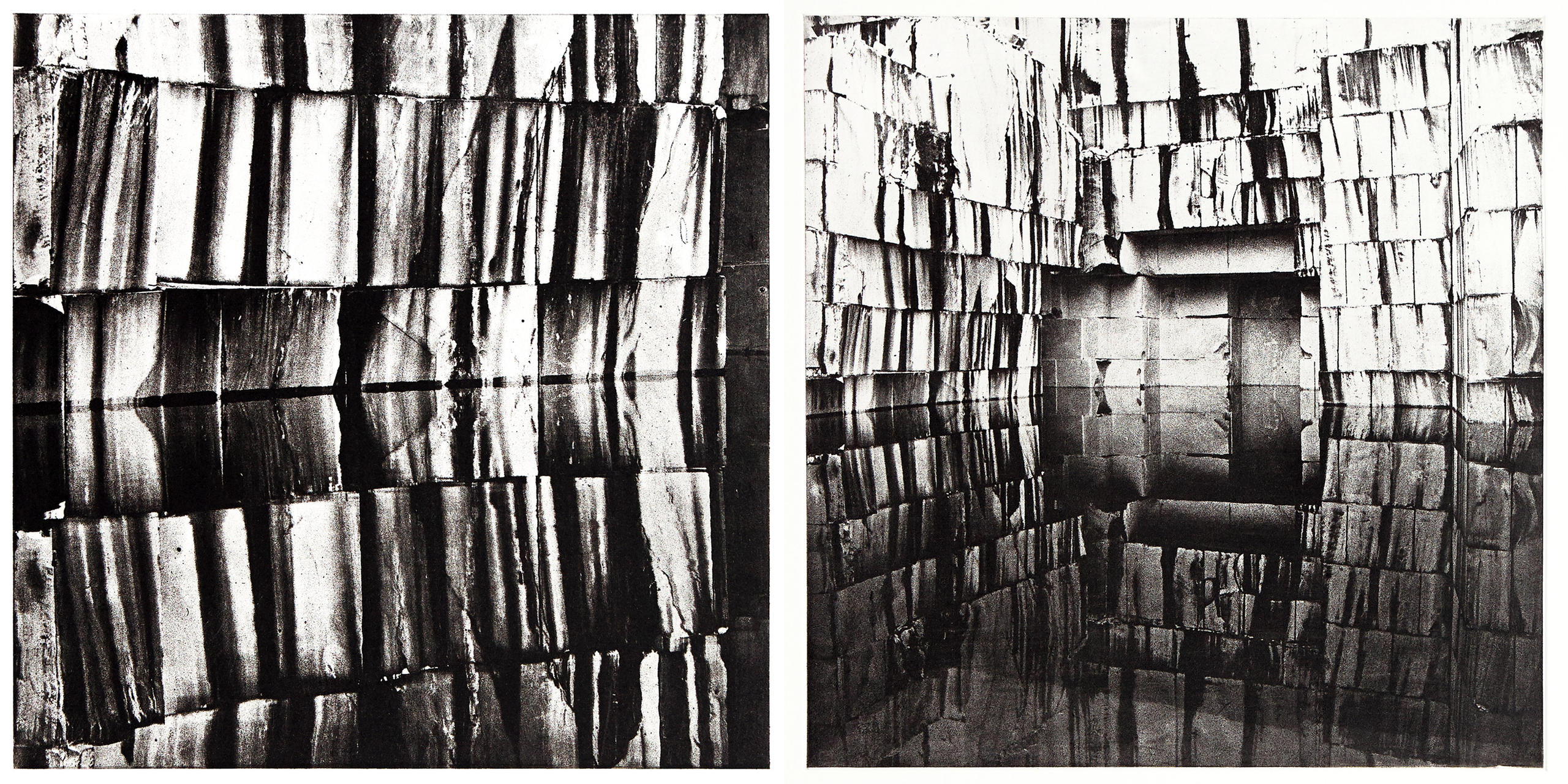 Zwei analoge Fotografien aus den Marmor Steinbrüchen von Carrara