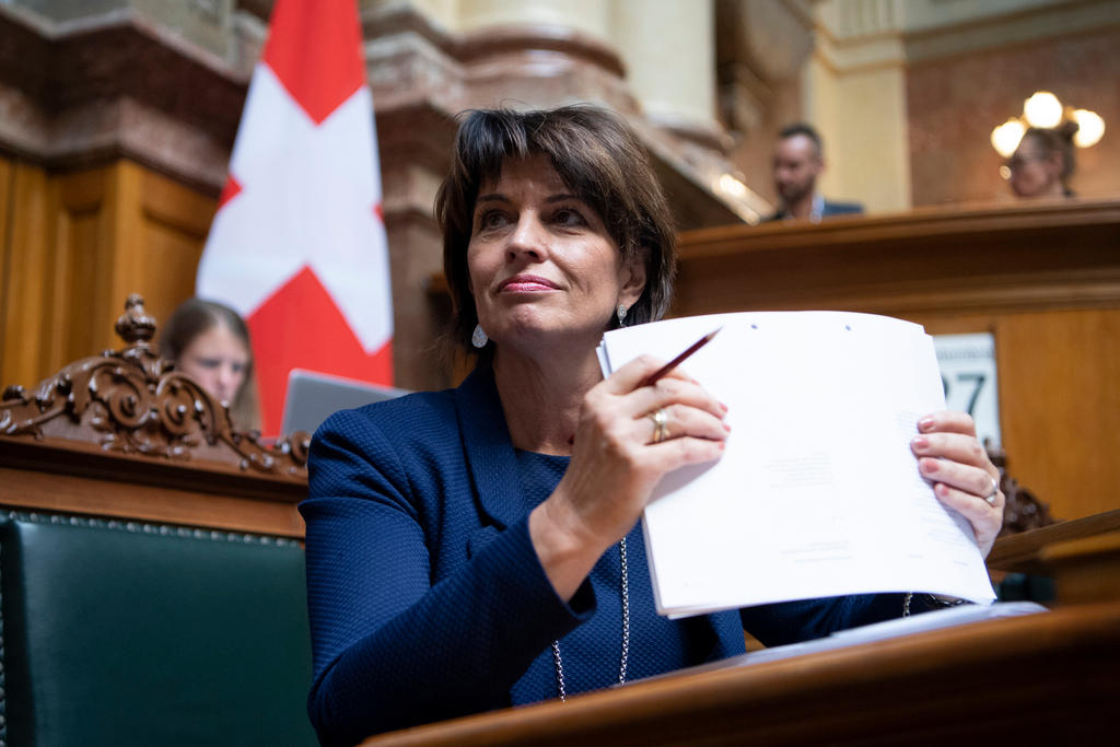 Doris Leuthard, as seen in parliament